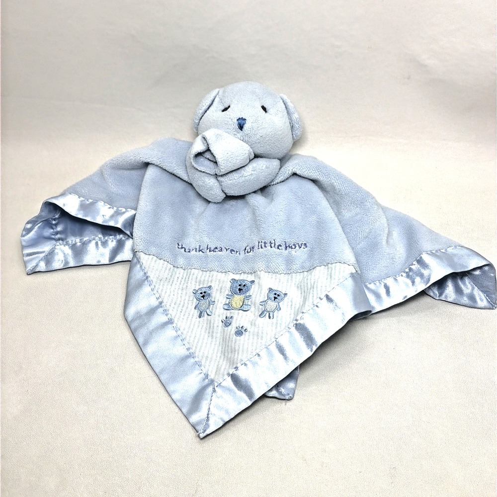 Carter's Just One Year Thank Heaven For Little Boys Satin Blue Lovey Blanket